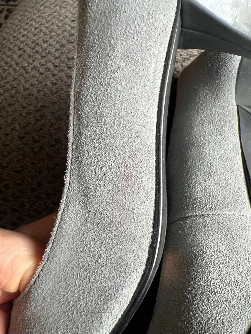 Dressbarn Silver Gray Suede Peep-Toe Pumps with Buckle Sz 8